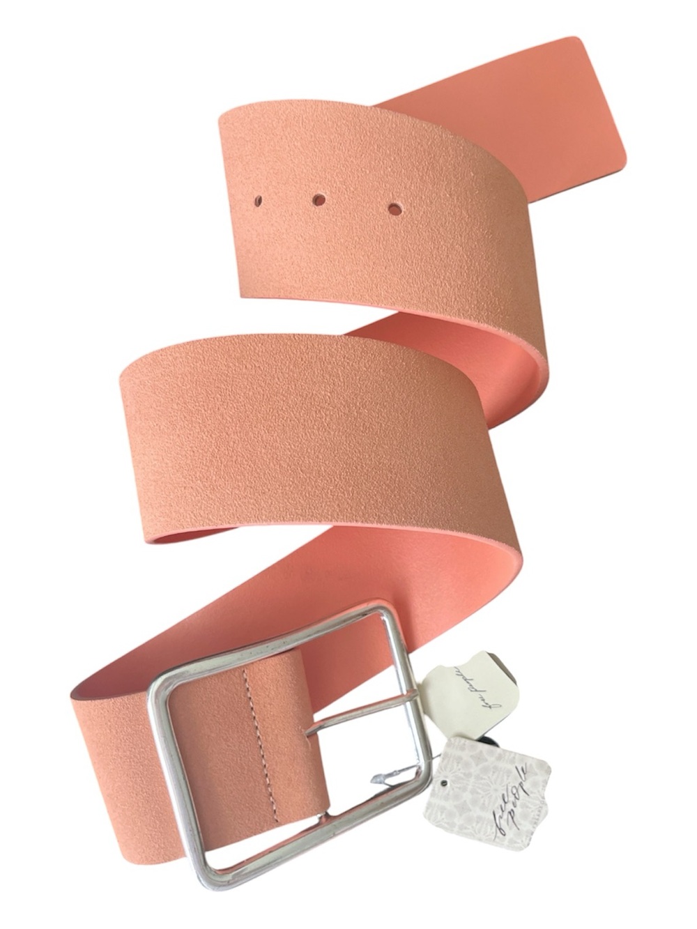 1430. FREE PEOPLE Suede Hex Hip Belt in Peach Fizz NWT $58